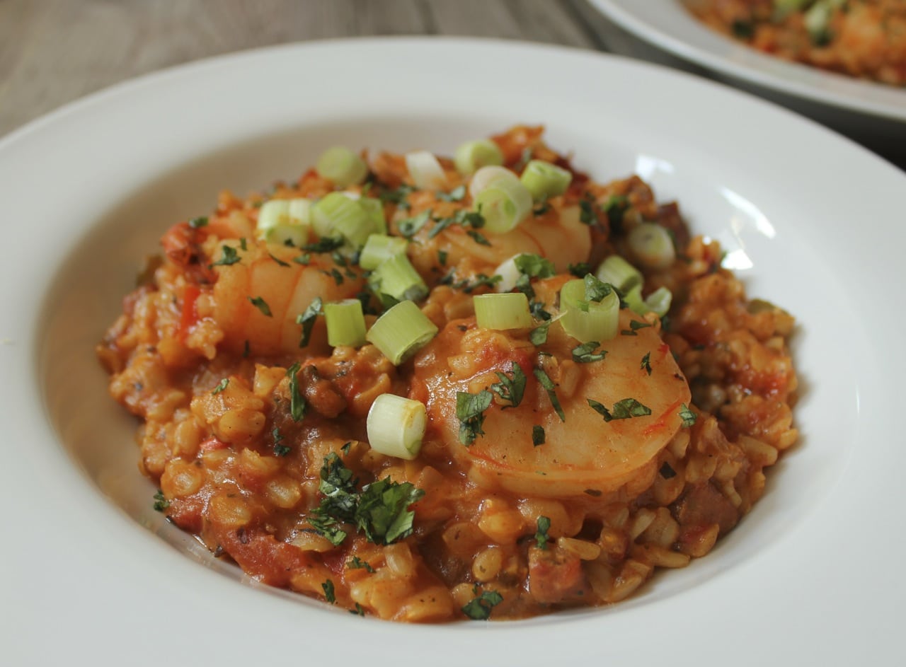 brown-rice-jambalaya-with-shrimp-chicken-sausage-and-bell-peppers-3