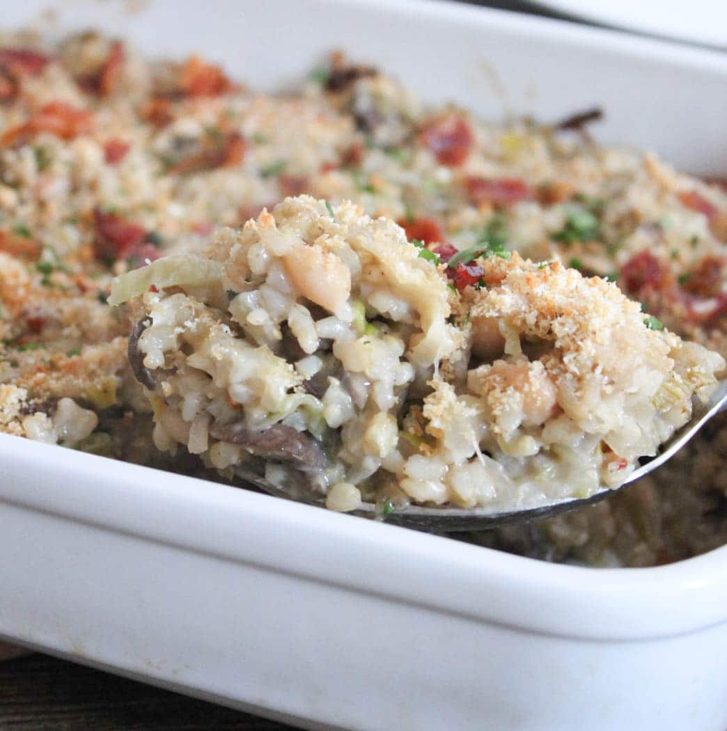 Mushroom-White-Bean-and-Brown-Rice-Casserole-With-Bacon-and-Gruyere-3