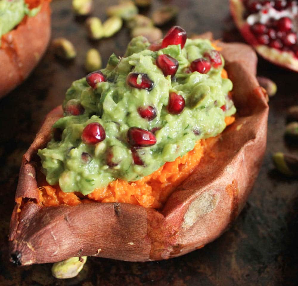 Chipotle-Mashed-Sweet-Potatoes-Stuffed-with-Superfood-Pomegranate-Pistachio-Guacamole-3