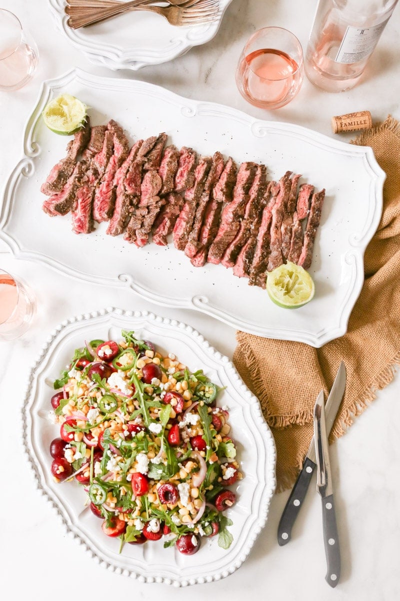 Marinated-Skirt-Steak-with-Corn-and-Sweet-Cherry-Salad-9