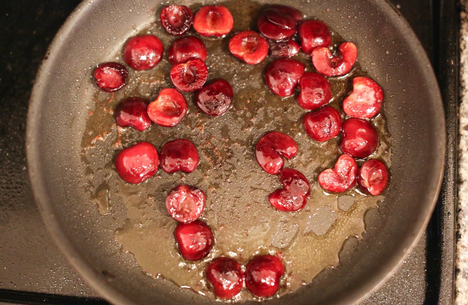 Grilled Steak and Arugula Salad with Balsamic Cherries Prep